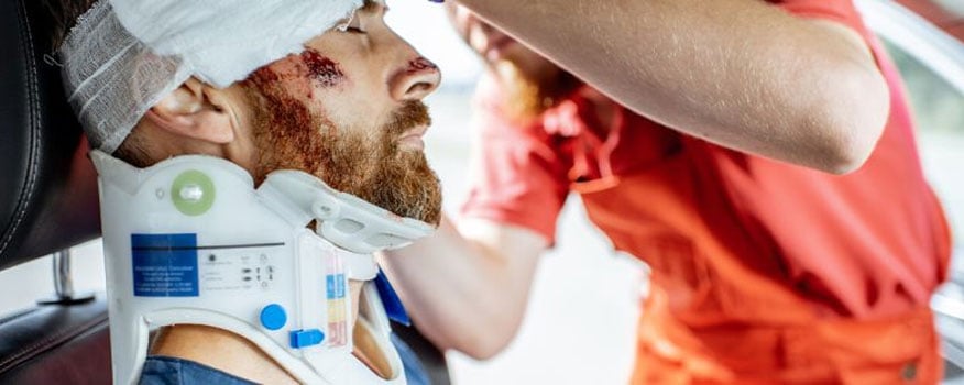 Car accident scene showing the importance of immediate care